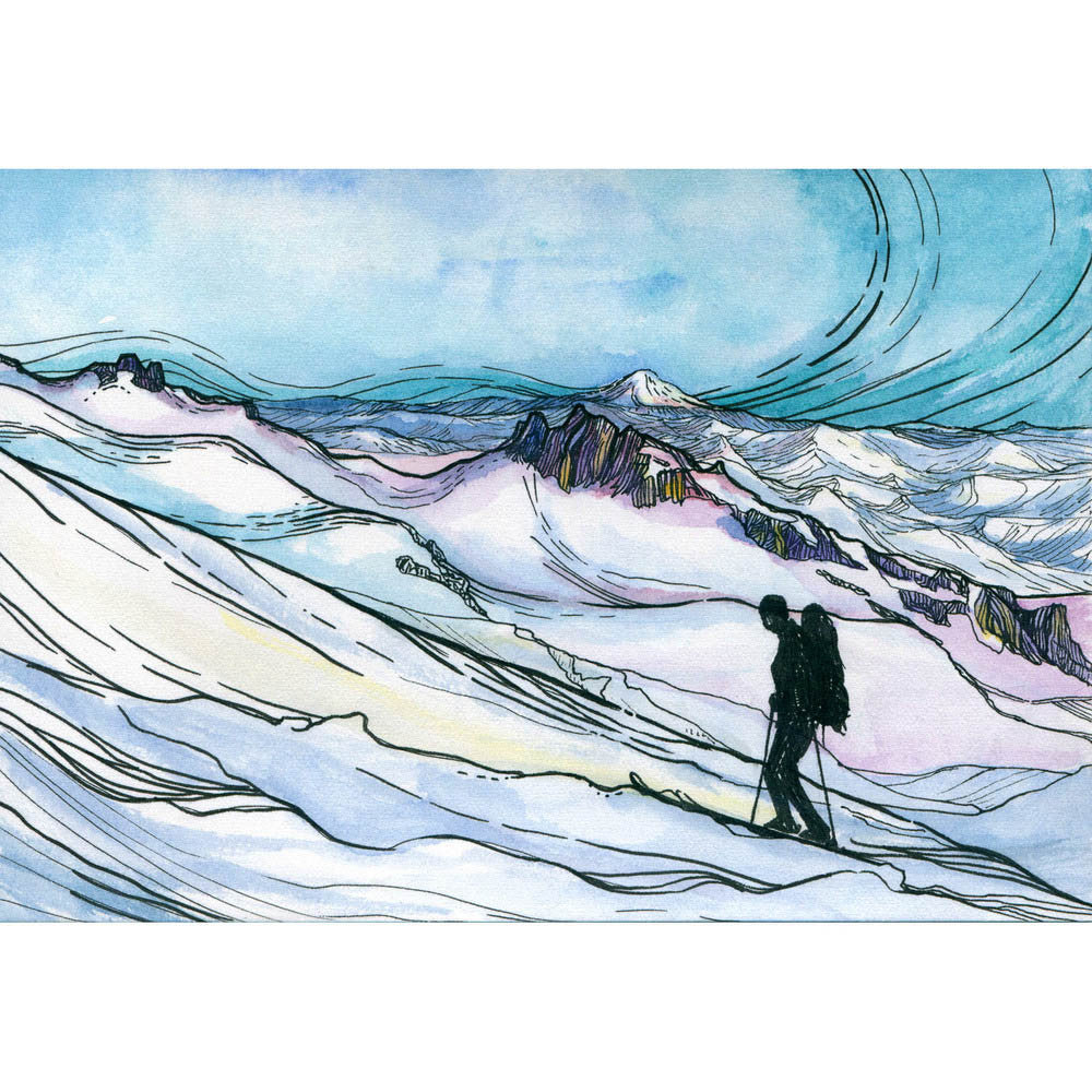 Ski Up Hill Framed