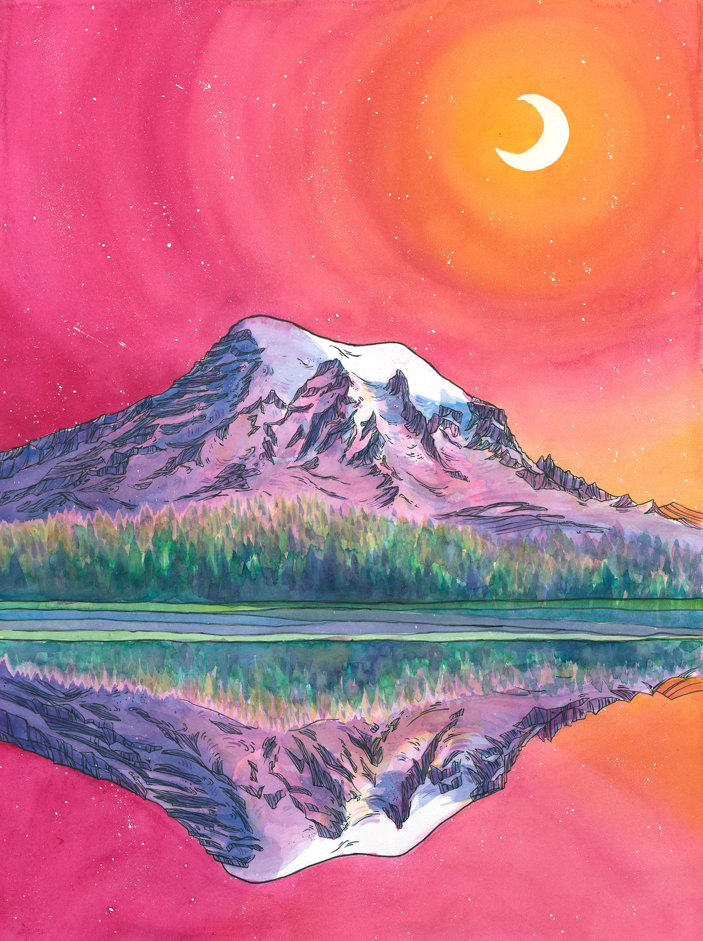 Rainier by Moonlight Card