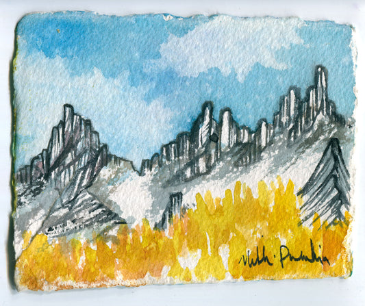 Yellow Larches and Prusik Peak Double Sided Painting