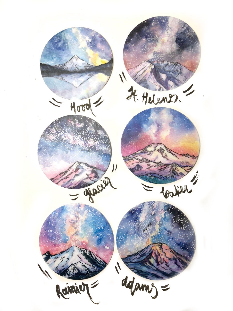 Six Volcano Stickers – Drawn to High Places